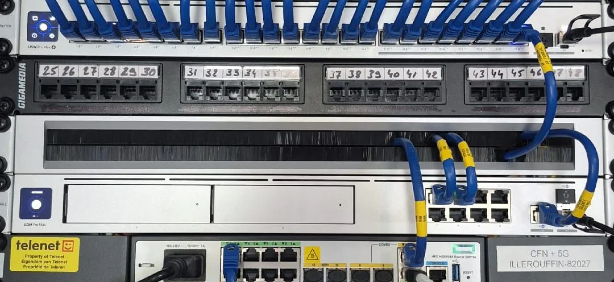 Professionele netwerkinstallatie met twee patchkasten in Zaventem